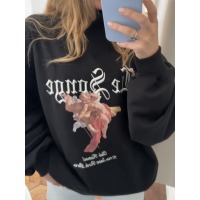 Half turtleneck loose loose embroidered sweatshirt 82